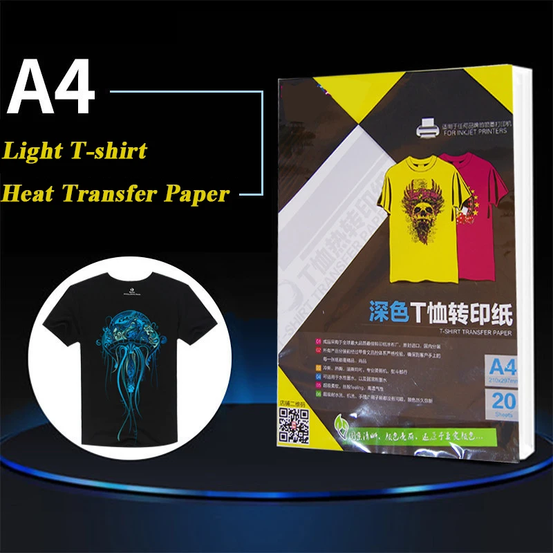 Футболка Сублимация теплопередача фотобумага светильник темная черная ткань переводная бумага для одежды из хлопка