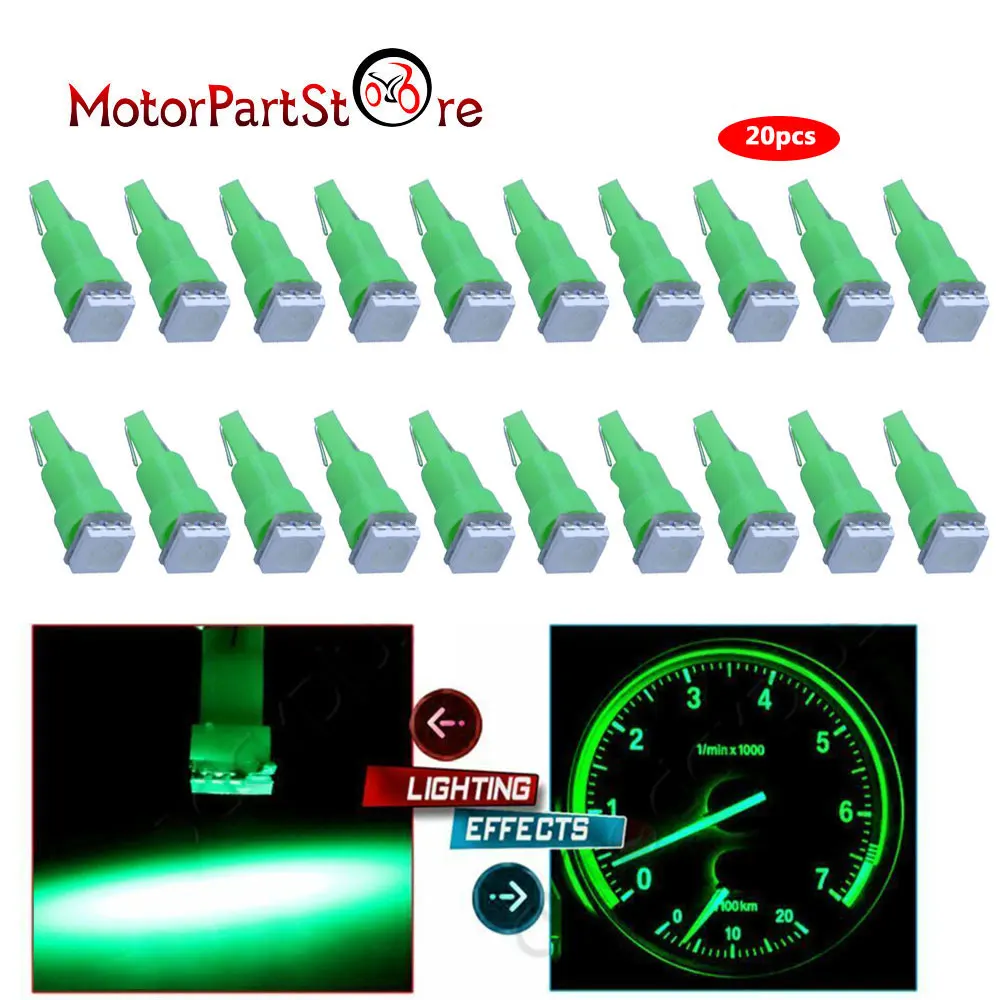 

20x T5 74 Green Led 5050SMD Dashboard Dash Gauge Instrument Panel Light For Ford D10