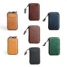 Portable Men's PU Leather Mini Key Bag Case Card Money Holder Coin Case Purse Pouch Male Casual Small Zipper Key Wallet 8 Colors