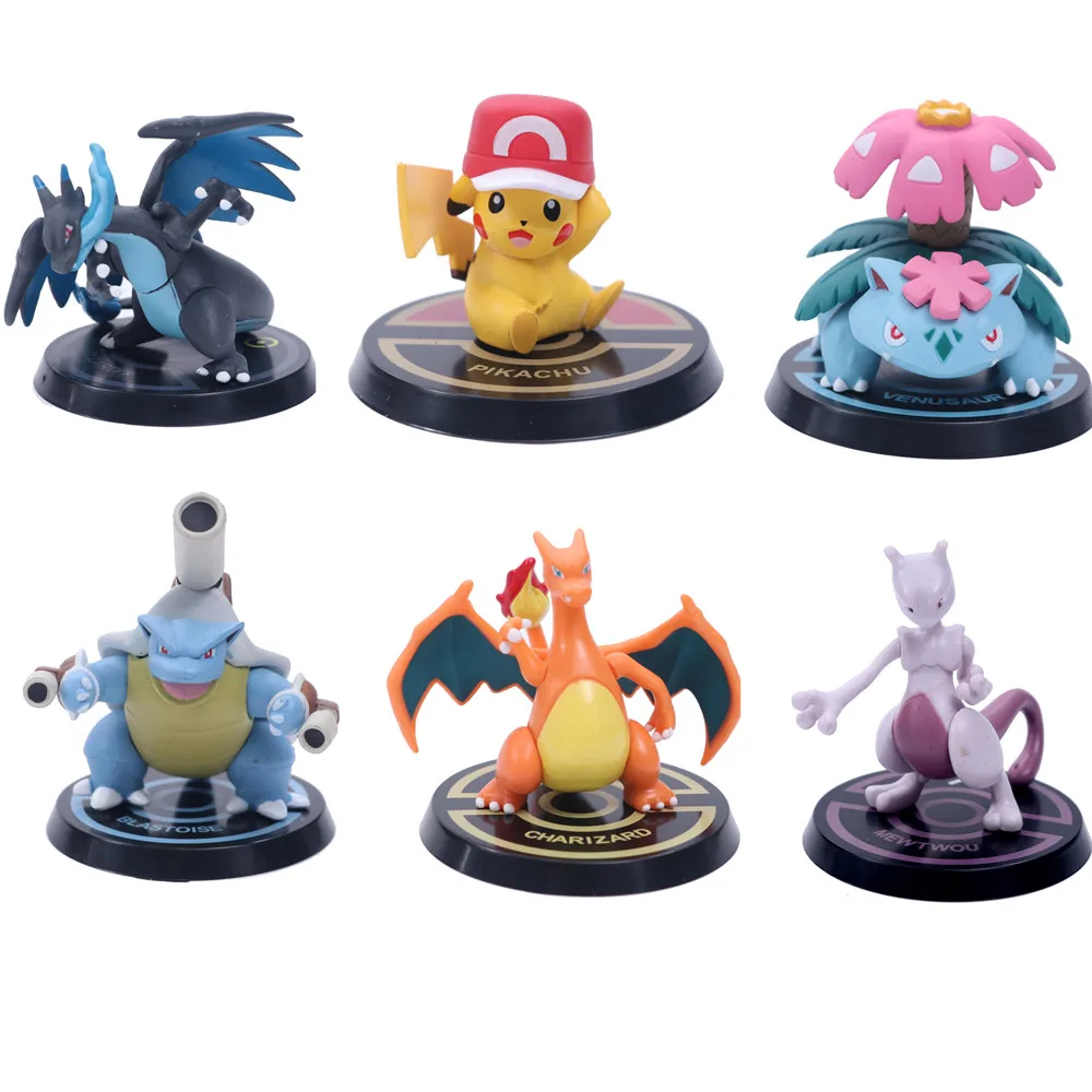 Аниме фигурки Покемон 6 шт./компл. ПВХ игрушки Пикачу Чаризард blastoismewtwo Venusaur Mega Pocket