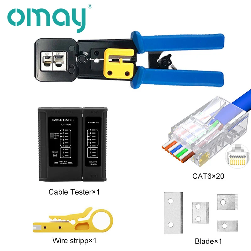 OMAY EZ RJ45 Tool Crimper Hand Network Stripping Tool Plier for RJ11 Cat6 Cat5 8p8c Multi Cable Crimping Stripper Multifunction 