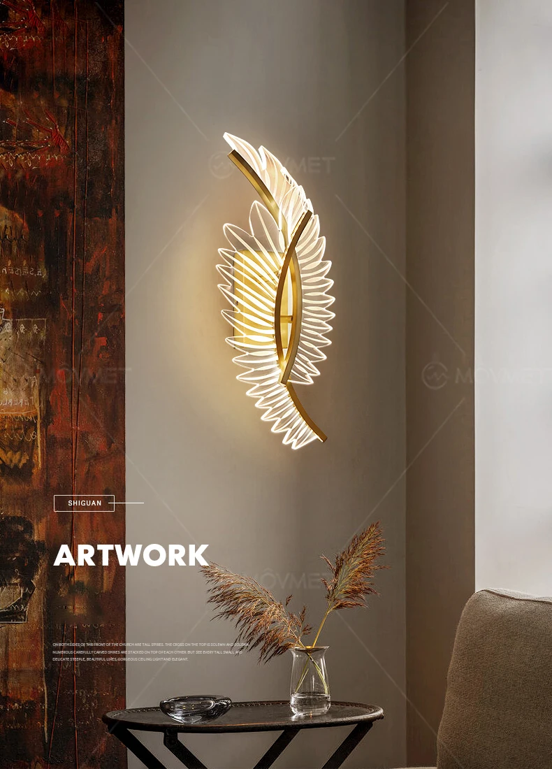 outside wall lights Bedside Lamp Leaves Tree Leaf Bedroom Creative Light Luxury Acrylic Gold Metal For Living Room Corridor Stairs LED Wall Light plug in wall sconce