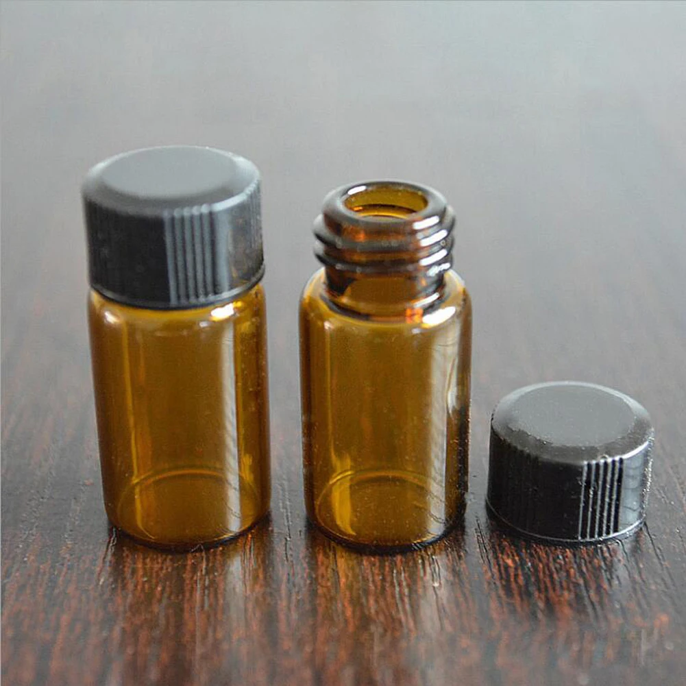 Black cap brown vial 50 шт Прозрачные Янтарные маленькие стеклянные флаконы Бутылочки коричневый образец лабораторный флакон для реактивов контейнеры с винтовой крышкой 3 мл - Цвет: Black cap brown vial