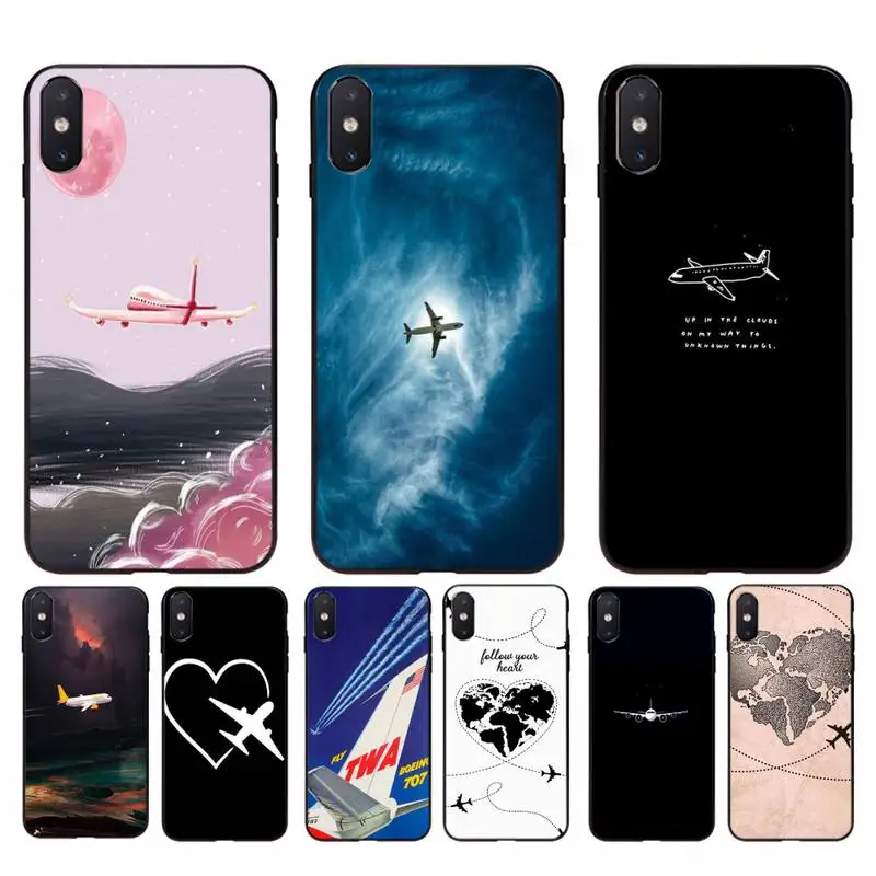 Yinuoda Airplane fly travel in the Sky Phone Case Cover Hull For iPhone 11 8 7 6 6S Plus X XS MAX 5 5S SE 2020 XR 11 pro Cover