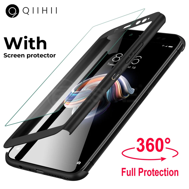 QIIHII 360 полный защитный чехол для телефона Xiaomi Redmi 6A 7 Note 4 5 6 противоударный 4X 5A Pro