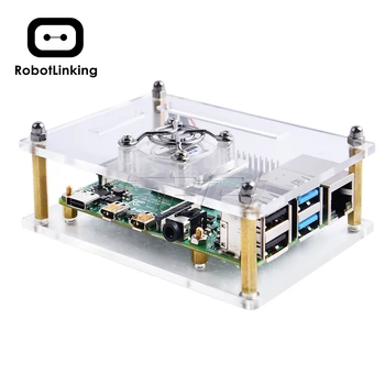

Raspberry Pi Acrylic Case with Cooling Fan for Raspberry Pi 4 Model B/3B+/3B/2B