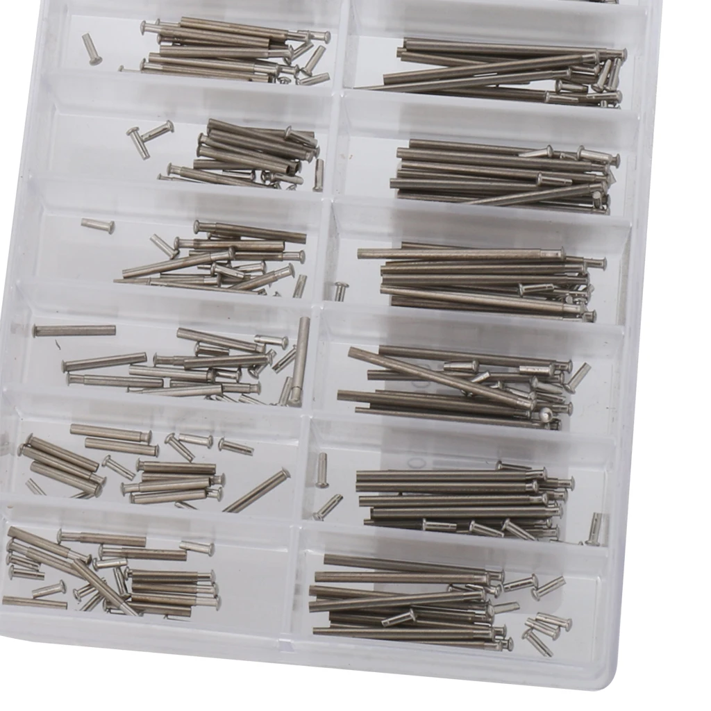 1 Box Nail Set 8 27mm Steel Watch Spring Bars Rivet Rod Strap Link Pin