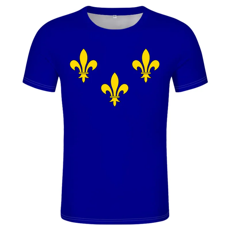 T-Shirt Ile De France Nome Su Misura Gratuito T-Shirt Isola Bandiera Stampa Madrid Parola Francese Cergy Melun Etampes Abbigliamento