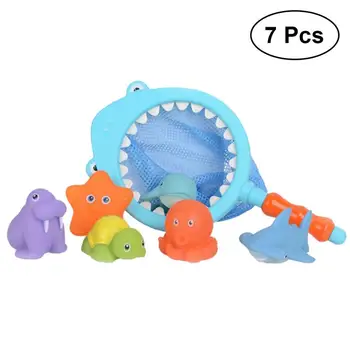 

7Pcs Sea Animal Bath Toys Set Fishing Floating Toy Cute Beach Toy Fishing Game Bathtub Toy for Toddler