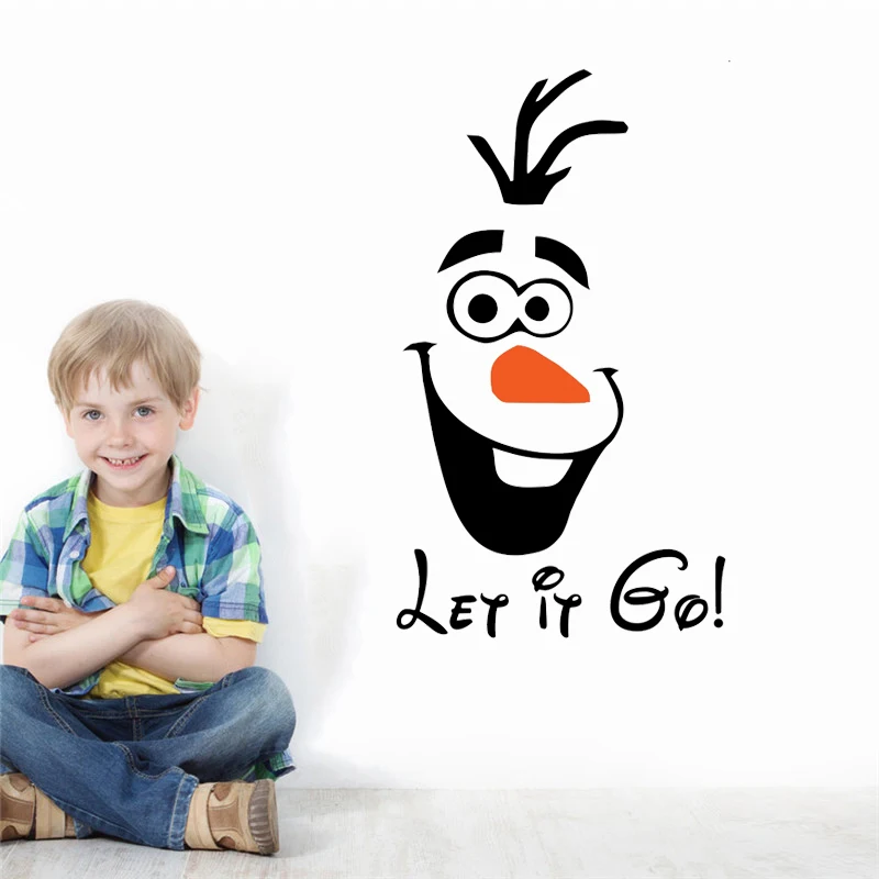 Бесплатная доставка снеговик Олаф let it go наклейки на стену для детей комнаты окна