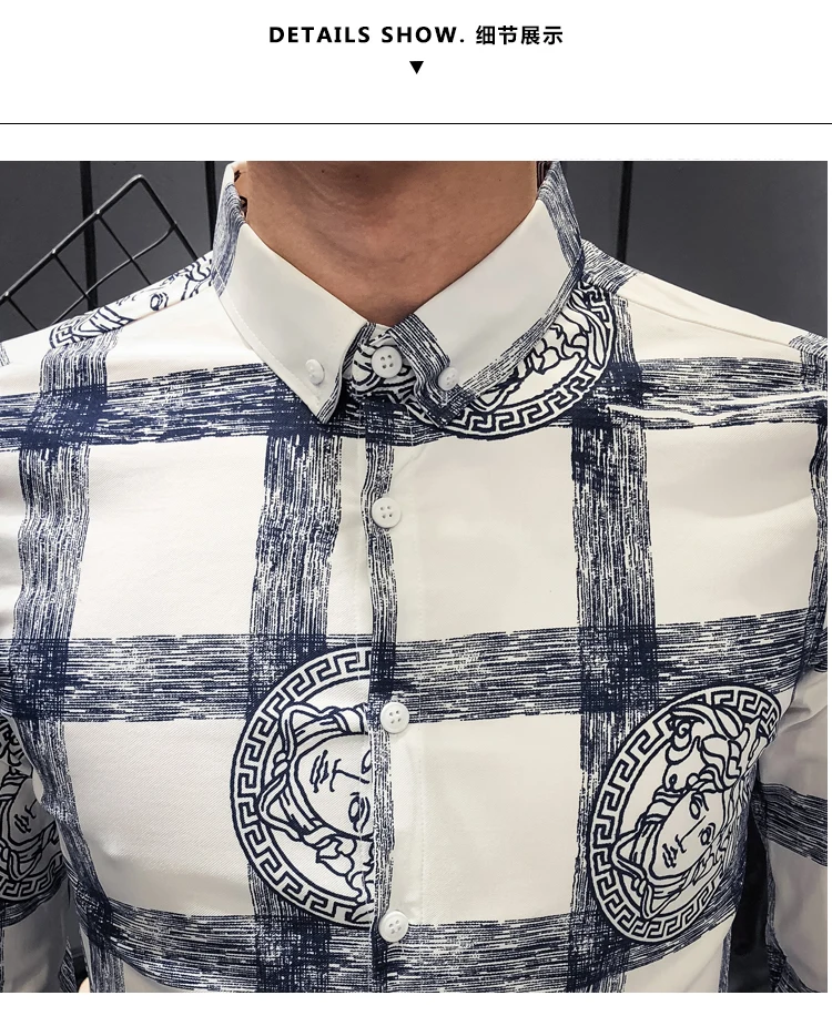 Роскошная рубашка, мужские рубашки в стиле барокко, модная рубашка Camisa social club, для ночного клуба Slim Fit masculina