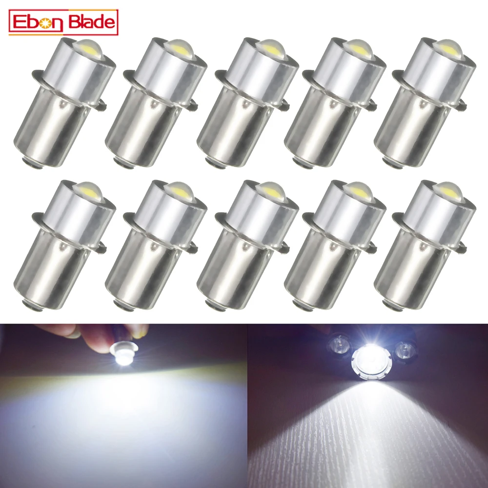 4/10 Pcs P13.5S LED For Focus Flashlight Replacement Bulb PR2 PR3 1W led Torches Work Light Lamp 180Lumen 3V 6V 3-18V Pure Whit