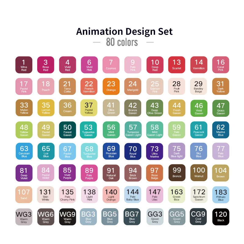 Touchmark 30/40/60/80/168 Цвет маркер для рисования набор двуглавый художественный эскиз жирной на спиртовой основе маркеры для анимации Manga - Цвет: 80 Animation Design