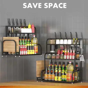 

Three Layers Kitchen Storage Rack Seasoning Shelf Oblique Bottom Style Cutlery Organizer Home Save Space Kitchen Accessories