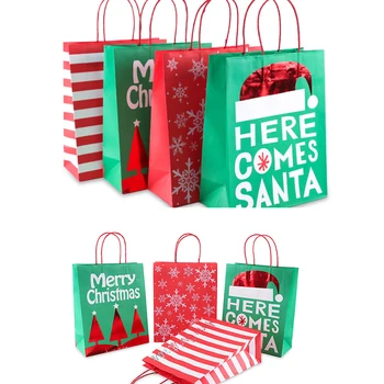 

Merry Christmas Candy Bag Canvas Gift Bags Snowflake Paper Bags Christmas Tree Food Cookie Packing Bag Happy New Year 2020