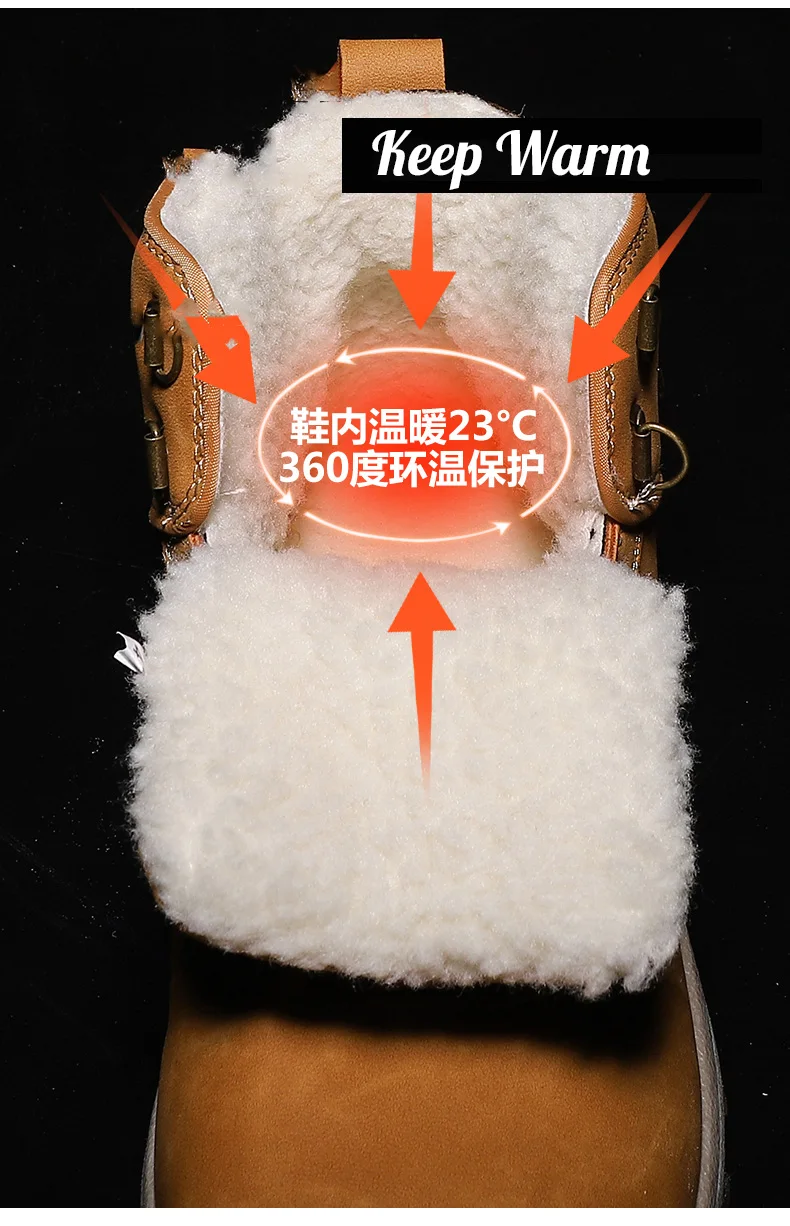 Plush Warm Shoes Men Winter Hiking Shoes Trekking Men Snow Boots Waterproof Upper Climbing Shoes Antiskid Boots Big Size 39-47