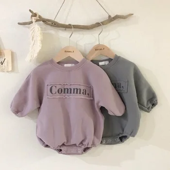 

2019 Winter Infant Baby Clothes Letter Thick Fleece Boy Girl Bodysuits Long Sleeve Toddler Kids Clothing