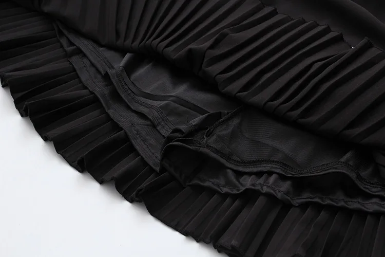 Blvyisla 6XL размер осенние черные юбки стройные кружевные бусины Украшенные юбка средней длины с высокой талией А-образная плиссированная юбка