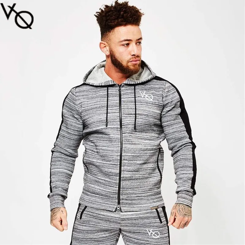 

Fitness VISHARK Break Color Sports Jogging Suits Hot Selling European And American-Style Fitness Piece Set Zip-up Long-Sleeve Ho