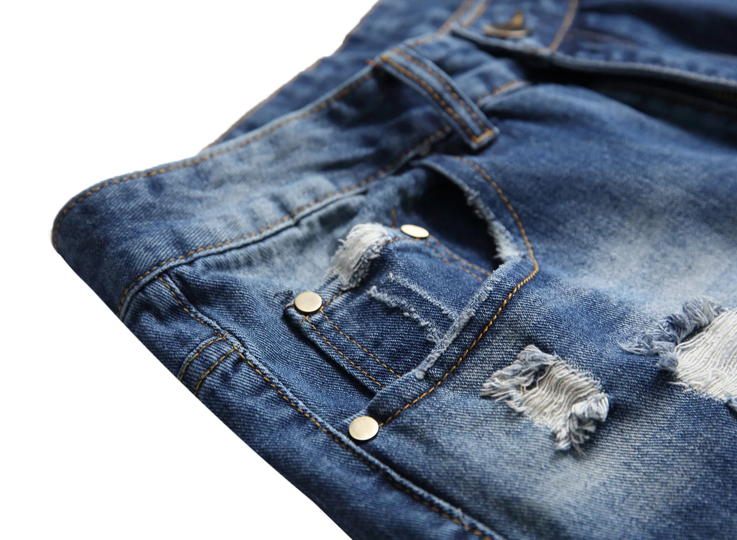 Fashion Design Trend Ripped Jeans Men with Holes Denim Skinny Famous Slim Fit Jean Pants Scratched Biker Jeans Dropshipping Blue