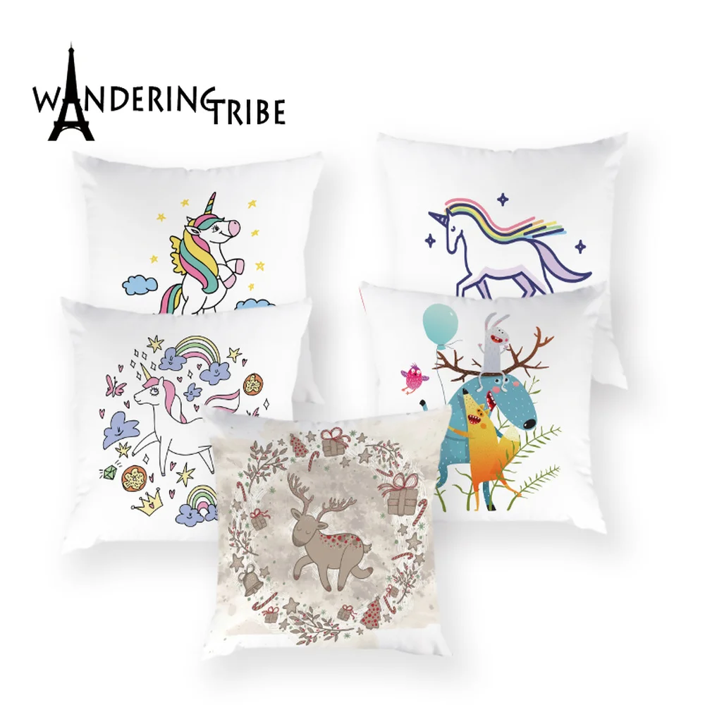 

Unicorn Throw Pillows Cover Decor Cute Animal Cushions Covers Personalized Colorful Home Decoration Sofa Cushions Pillow Case
