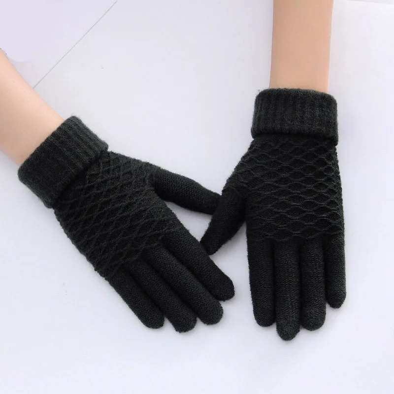 Черный Перчатки с сенсорным экраном Eldiven Modis Gants Femme варежки Зимние Guantes Invierno Mujer плюс толстый теплый Neri бархат пять пальцев - Цвет: Черный