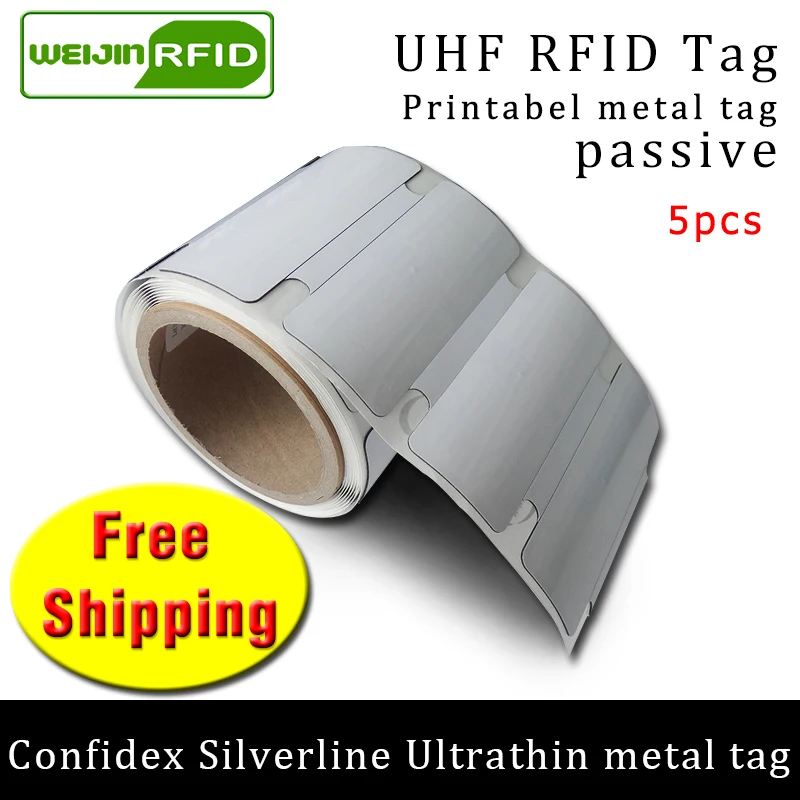 UHF RFID ультратонкая металлическая метка confidex silverline 915mhz 868mhz Impinj M4QT EPC 5 шт. для печати пассивная метка RFID