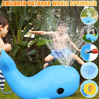 

Outdoor Summer Inflatable Water Spray Sprinkler Splash Blue Dolphin Toy with Hand Pump for Children Backyard Beach Swimming Pool