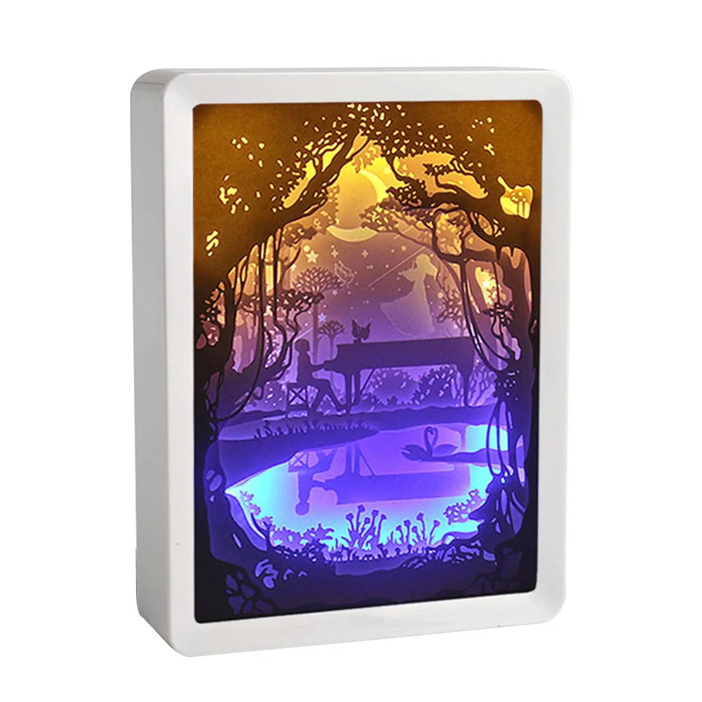 

Decoration Night Light Shadow Painting Christmas Birthday Gift Sculpture Led Paper Carving Holiday 3D Party Atmosphere Lamp
