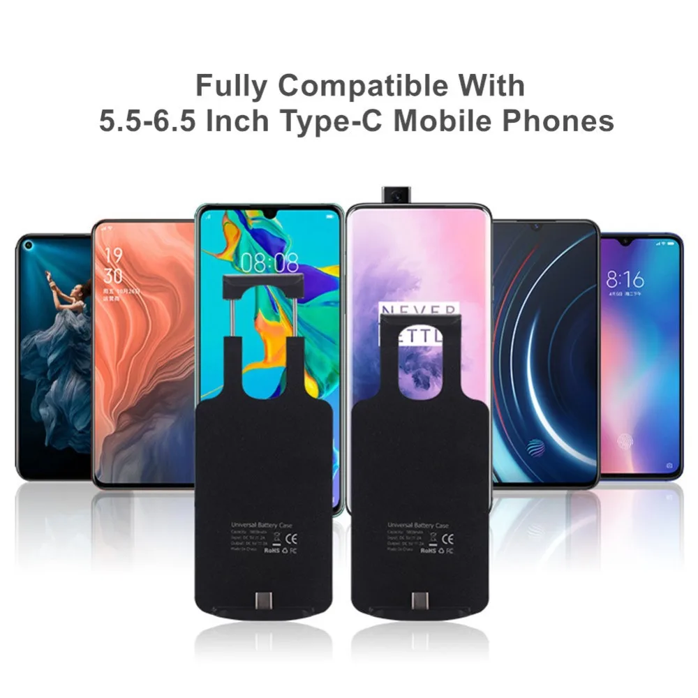 Чехол с аккумулятором 5000 мАч, Регулируемый Тип C для huawei Oppo, samsung, Vivo, Oneplus, Nokia, Google, для Xiaomi, чехол с аккумулятором, умный чехол