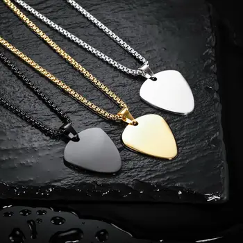 

Showing Guitar Pick Necklace Customize Chains for Men Women Rock Pendant Gifts for Music Lovers Stainless Steel Cool Jewelry