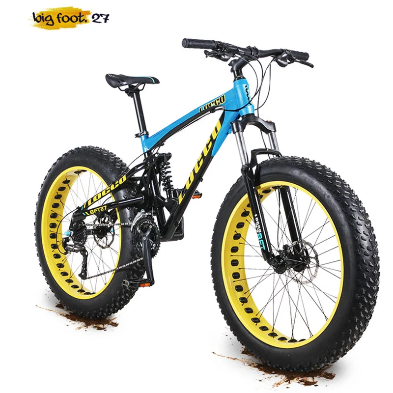 X-Front Mountain Bike Soft Tail Alumium Alloy Frame 4.0 Fat Tire 26 inch Wheel 27 Speed Hydraulic Disc Brake Snow Beach Bicycle