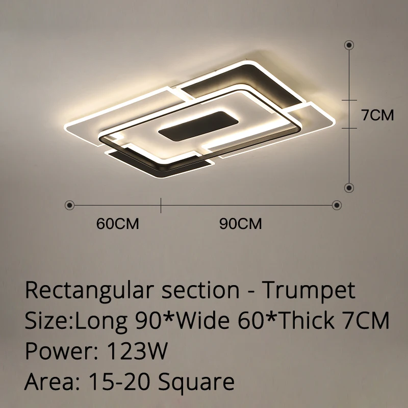 90x60x7cm 123w Простой современный светодиодный потолочный светильник, лампа для гостиной, креативная индивидуальность, атмосферная лампа для спальни, скандинавский белый Потолочный светильник - Цвет корпуса: 90x60x7cm 123w