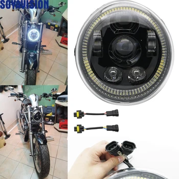 

Waterproof LED HEADLIGHT Motorcycle Aluminum drl angel eyes Headlight For Harley V Rod VROD VRSCA VRSC V-Rod Muscle