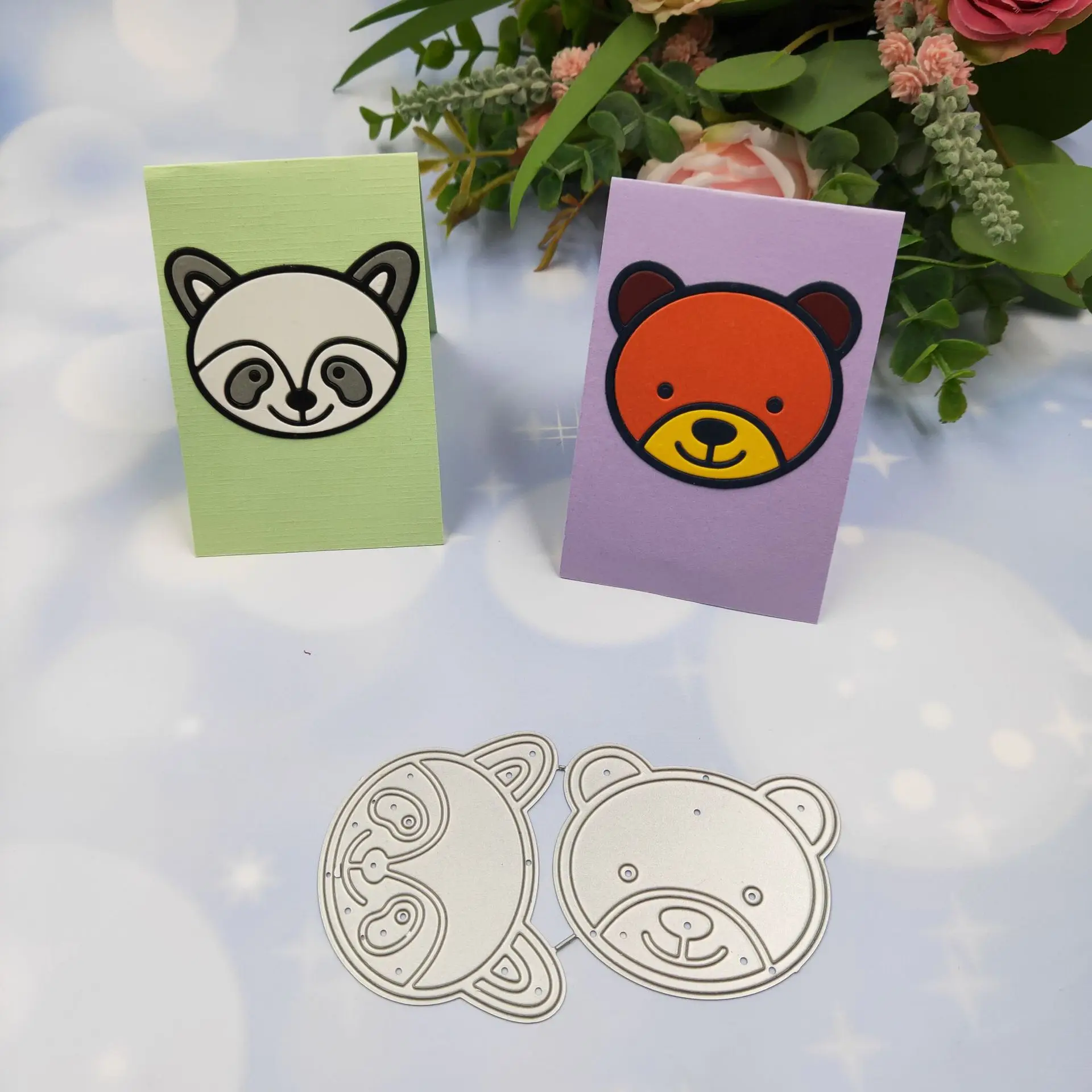 Panda with Bear Avatar Metal Cutting Dies Animals For DIY Craft Scrapbooking Cards Decorative 2020 | Дом и сад