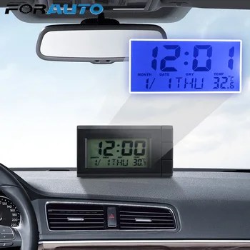 

Auto Watch Thermometer Car Ornaments Self-Adhesive Temperature Display Electronic Clock Car LCD Digital Display Clock