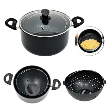 

New 2-in-1 Cooking Pot With Swivel Strainer Not Sticky Practical Cooking Pot For Kitchen Drain Pasta Vegetables Cooking Pot