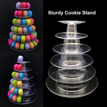 

PVC Acrylic Macaron Tower Cake Display Stand Dessert Transparent Detachable Display Stands for Wedding Home Party Durable
