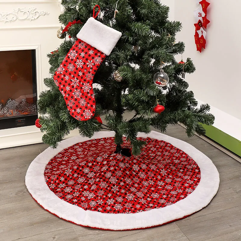 

Red Snowflake Pattern Christmas Tree Skirt Christmas Stocking Holiday Christmas Tree Ornaments Home Party Decorations