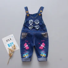 IENENS/модные детские повседневные джинсы для девочек; комбинезоны; брюки; джинсовые комбинезоны для маленьких девочек; Детский комбинезон; длинные штаны; От 1 до 3 лет