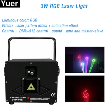 

Disco 3W RGB Mini Laser Projector Stage Disco DJ Birthday Party Show Laser Lighting Patterns Beam Light DMX512 Musci Control