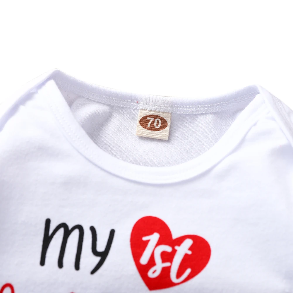 Боди с надписью на День святого Валентина для новорожденных мальчиков и девочек+ повязка на голову, комплект осенне-зимней одежды для новорожденных девочек