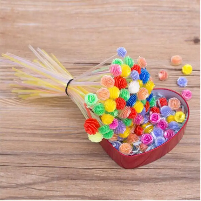 여러 가지 빛깔의 소원 별 종이 접기 플라스틱 빨대, 행운의 별 접이식 종이 빨대, 선물용 DIY 종이 공예 재료, 로트당 600 개