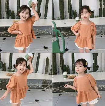 

2020 New Arrival Girls T-Shirt Summer Cotton Short Sleeve Kids Tops 2-7 Years