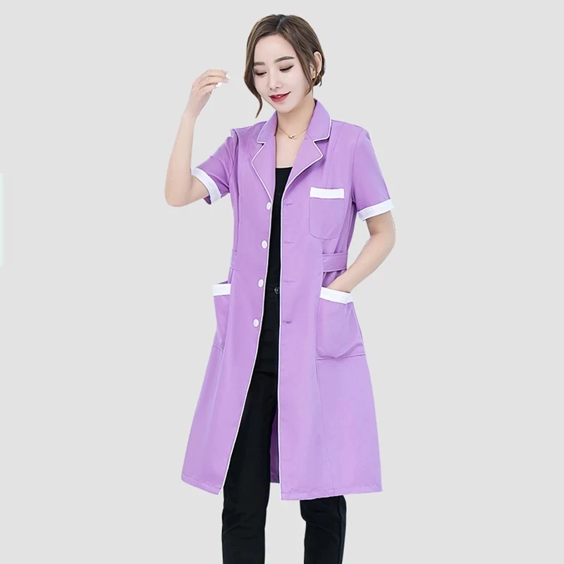 Beauty Salon Work Wear High quality Spa Uniforms Tattooist Work clothing Lab Coat Summer Purple Long Sleeve Scrubs Uniform New