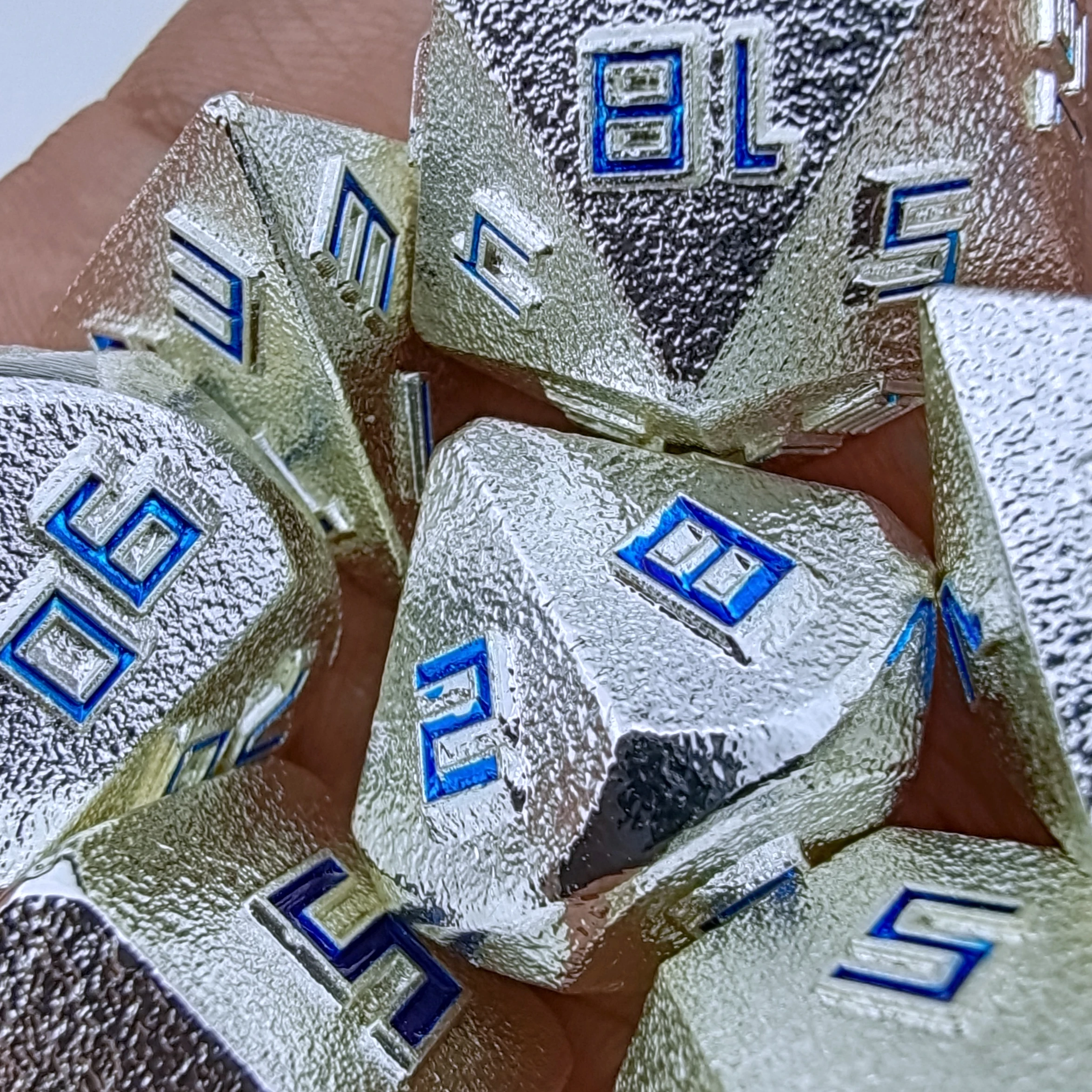 Набор металлических игральных костей Rollooo D4 D6 D8 D10 D12 D20 D % для ролевых игр с синей