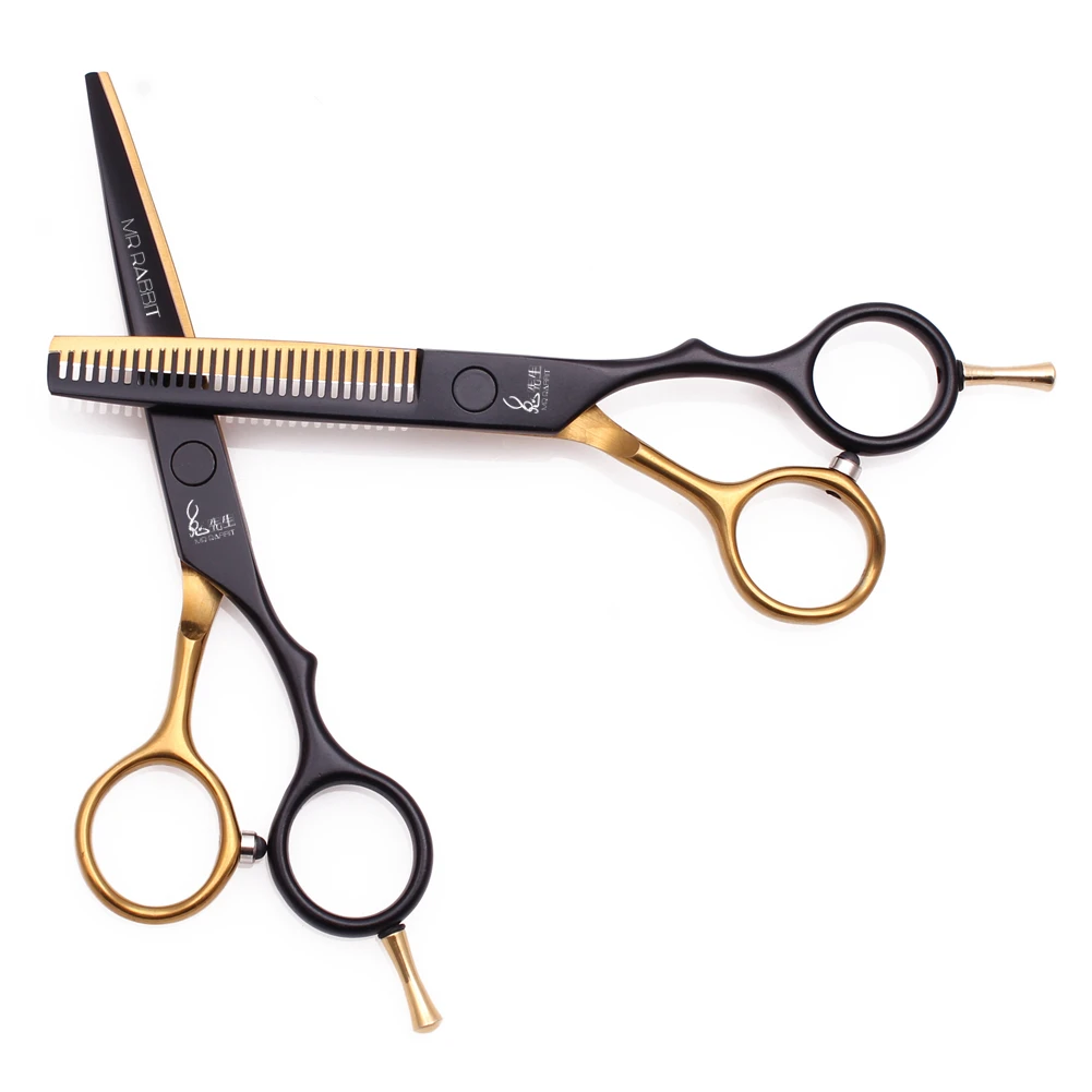 Hair Cutting Scissors 5.5 Mr Rabbit JP Steel Thinning Shears Professional Hairdressing Scissors Finger Rest Haircut Shears M1029