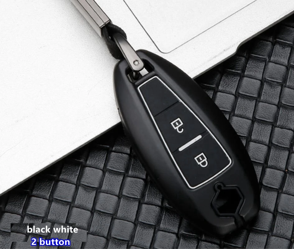 Автомобильный силиконовый чехол для ключей из углеродного волокна для Suzuki Swift Kizashi SX4 S-Cross автомобильный брелок для ключей смарт-брелок аксессуары - Название цвета: 2 button black white