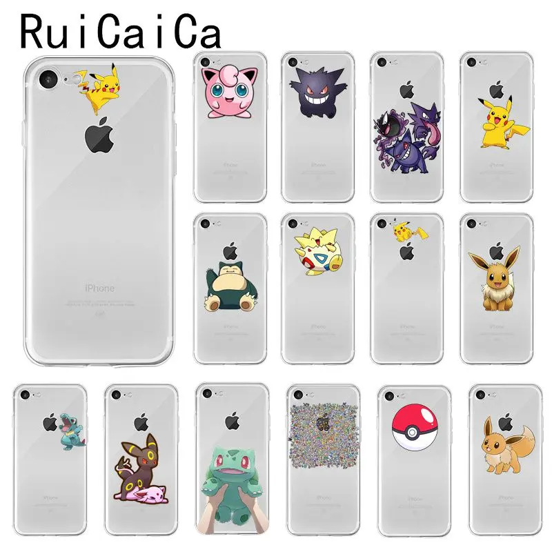 

cartoon pokemons eevee pika pikachu TPU Soft Rubber Phone Case Cover for iPhone 5 5Sx 6 7 7plus 8 8Plus X XS MAX XR