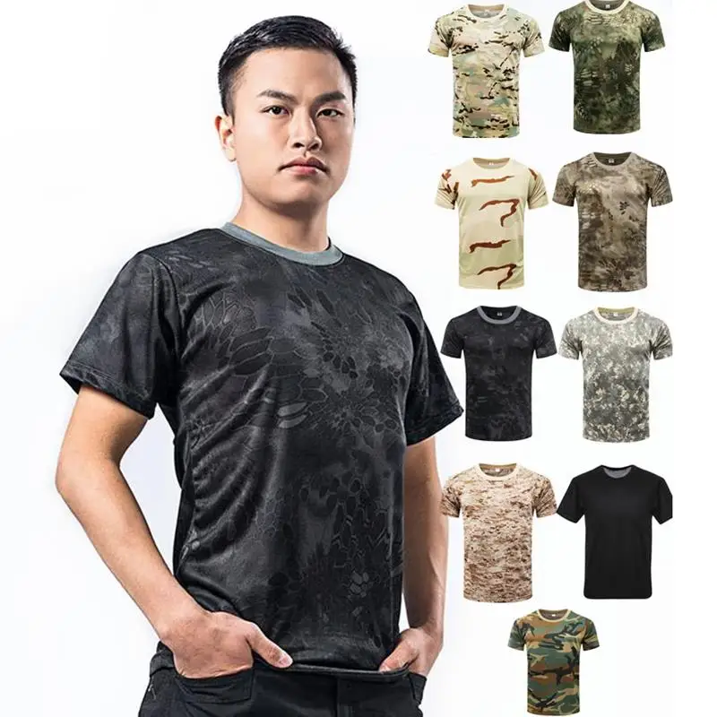 Mens Tactical Combat T-Shirts Army Short Sleeve Hunting Tee Shirts Military Tops 